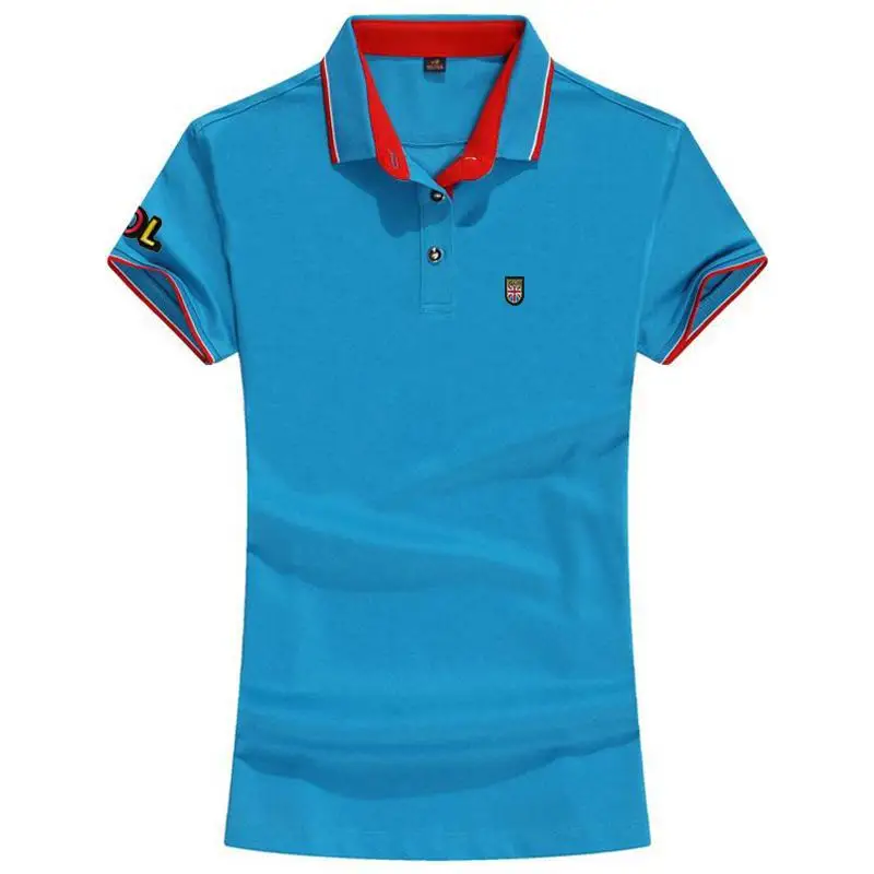 High Quality New Summer Womens Polo Shirt Casual Short Sleeve Ladies Lapel Tees Fashion Womens Polos Clothing Slim Female Tops