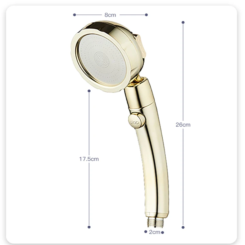 Zhangji 360 Degree Rotating Retro Golden Shower High Pressure 3 Modes with Stop Button Water Saving ABS Plastic Shower Head