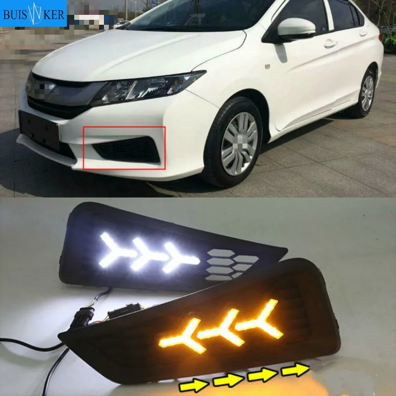 

1set For Honda City 2015 2016 DRL Daytime Running Light DRL with Turn signal fog lamp Relay Daylight car styling