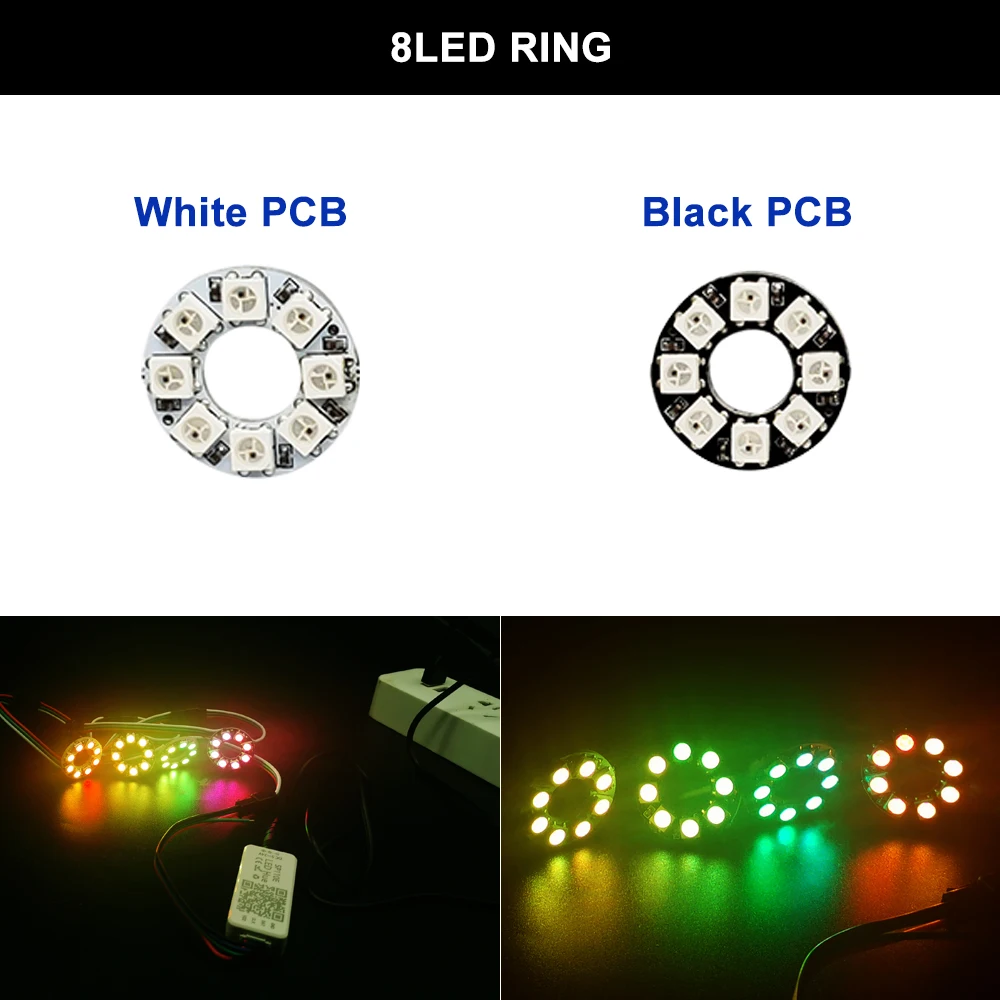 WS2812B Individually Addressable Led Ring 5050 RGB With USB 28Keys Bluetooth Music Controller Kit BuiIt-in 8/16/24/35/45 Pixels
