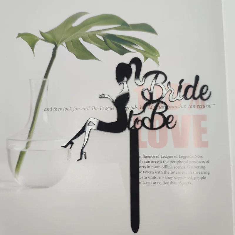INS High Heels for Girls Wedding Acrylic Cake Topper Black Bride To Be Cake Topper for Wedding Engagement Party Cake Decorations