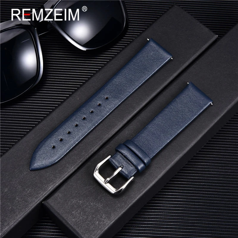 Ultradünnes Echtleder-Armband, Uhrengürtelband, Armbanduhrenband, 8 mm, 10 mm, 12 mm, 14 mm, 16 mm, 18 mm, 20 mm, 22 mm, Rot, Weiß, Schwarz – Detail 2