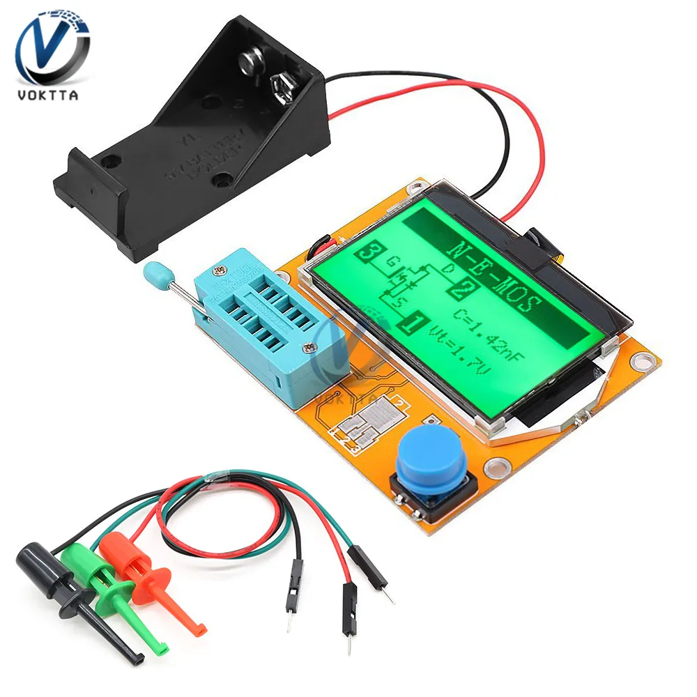 LCR-T4 Mega328 Digital Transistor Tester Diode Triode Capacitance LCR T4 Meter 12864 9V LCD Screen For MOSFET/JFET/PNP/NPN