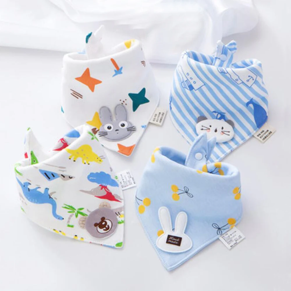 4Pcs/Lot Baby Bandana Drool Bibs 100% Cotton Bibs for Boys & Girls Super Soft Absorbent Feeding Bibs Newborn Items