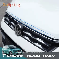 Car Hood Bonner Cover Trim Strips Sticker Garnish Chrome Styling for Volkswagen VW T-Cross Tcross 2019 2020 2021