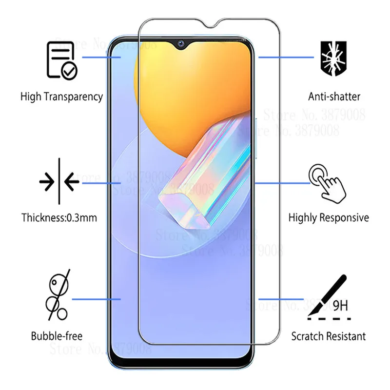 3pcs protective glass for vivo y31 2021 glass screen protector on vivoy31 y 31 31y v2036 6.58'' smartphone protection film cover