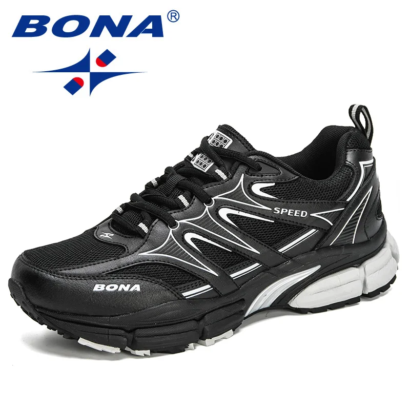 BONA New Designers Action Leather Mesh Running Shoes  Men Large Size Sneakers Sport Shoes Man Walking Jogging Footwear