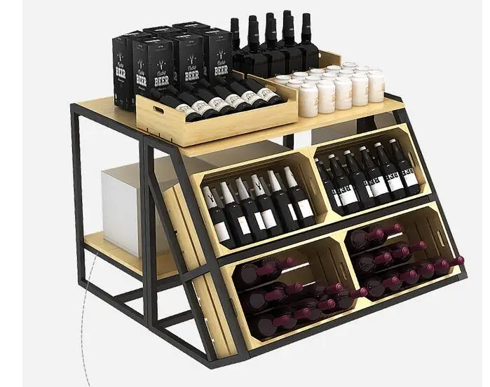 Wine island cabinet display rack water table high and low table food promotion pile supermarket shelves