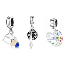 New 925 Sterling Silver Charms Women Accessories Pencil Brush Yan Trays Fit Original Charm Bracelet Jewelry Making