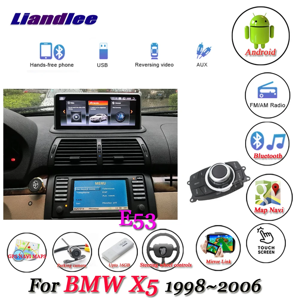 

For BMW X5 E53 1998-2006 Car Android 10.0 Player Multimedia Stereo System Carplay Androidauto GPS Navigation 6.5" HD Screen