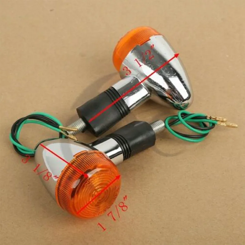 Motorcycle 2 Pair Chrome Amber Bullets Turn Signals Light For Kawasaki VN KZ Vulcan 500 750 10mm view 6