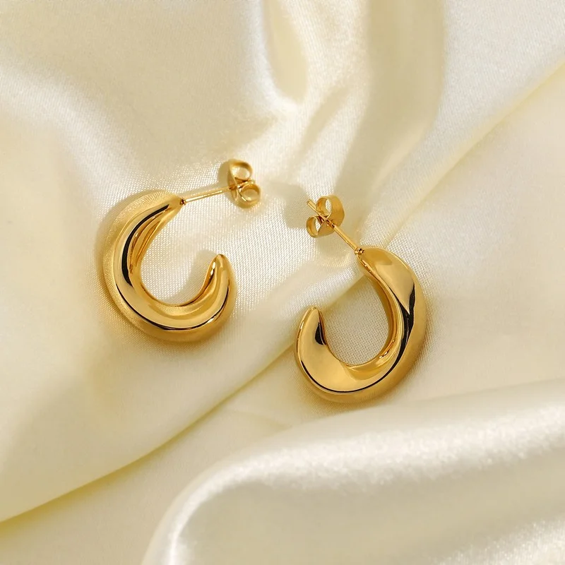 Earrings 2021 Trend French Trendy Women Fashion Gold-Plated C-Shaped Earrings Bridal Romantic Drop-Shaped Ear Hook Jewelry