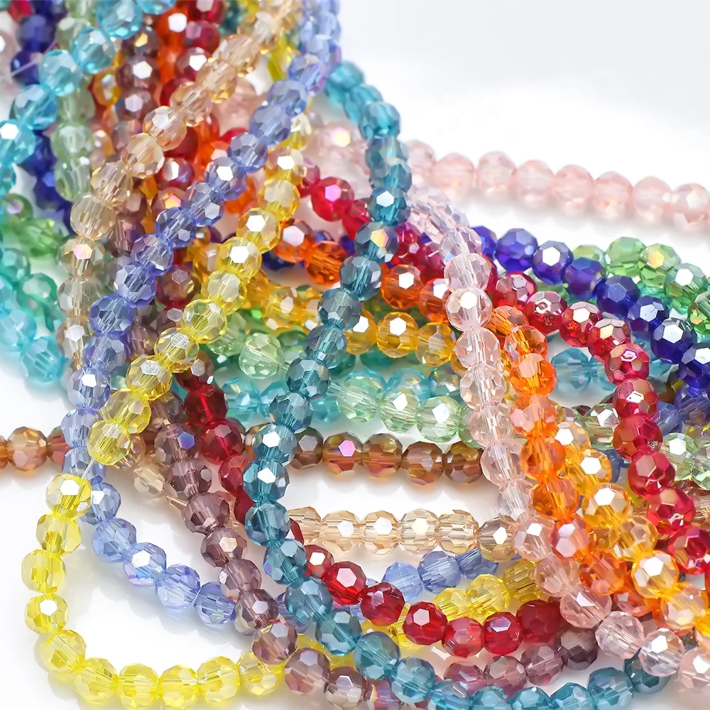 4mm 6mm 8mm 32Faceted Ball AB Color Czech Glass Crystal Round Loose Spacer Beads For DIY Jewelry Making Supplies Wholesale