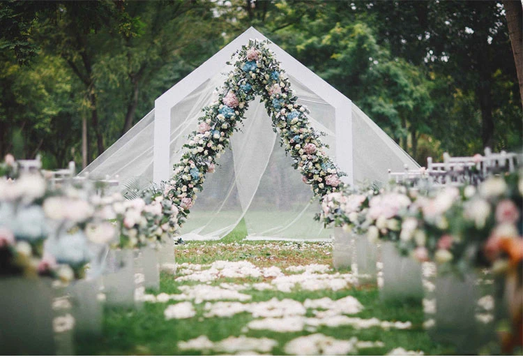 Grand-Event Triangle Shelf Wedding Arch Geometric Pergola Wedding Backdrop Stand Decoration Artificial Flower Party Stage Layout