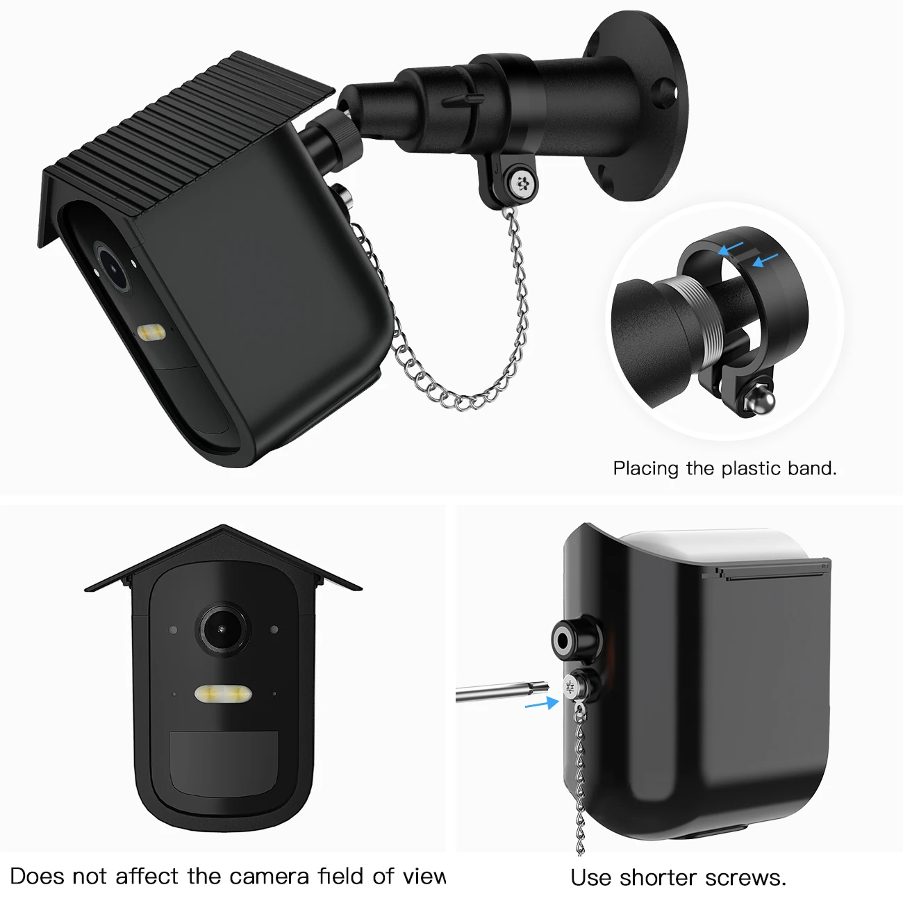 Anti-theft Wall Mount Holder for Eufy 2C Camera with Waterproof Protective Cover Case and Anti-theft Chain