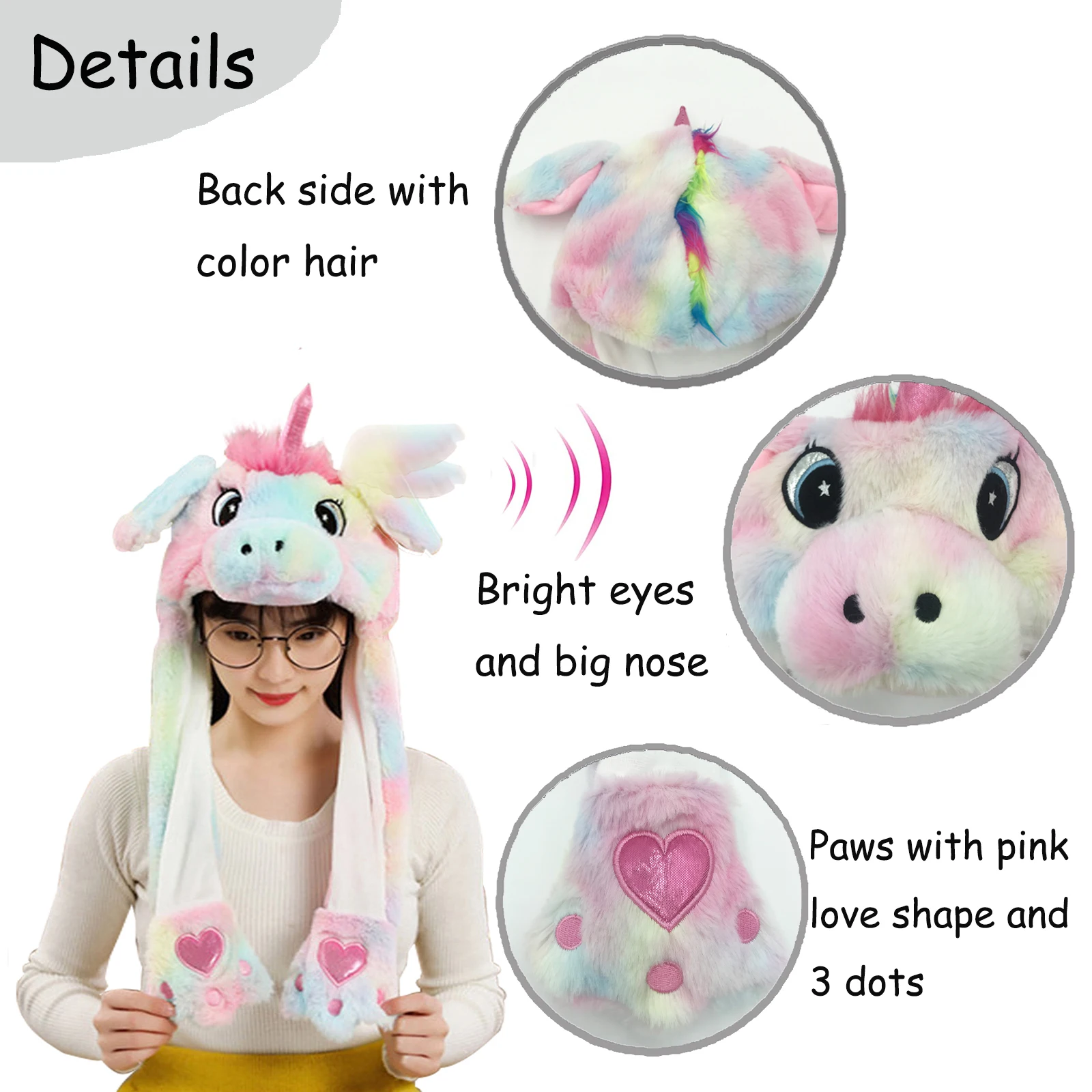 Cappello con orecchie di animale unicorno Orecchie da coniglio in peluche Giocattoli da salto in movimento Vestire Divertente festa cosplay per bambini Regalo di Natale per adulti