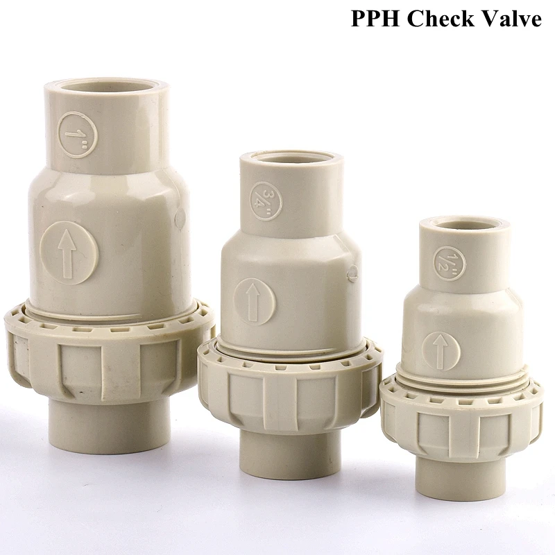 20~63mm PPH Check Valve, Sewer Pipe Drain One Way Non Return Flap Valve General Garden Watering Irrigation Water Pipe Connector