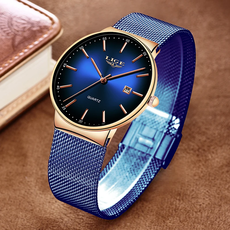 LIGE Fashion Quartz Women Watch Ultra-thin Dial Mesh Belt Waterproof Watches for Women Ladies Casual Sport Elegant Female Clocks