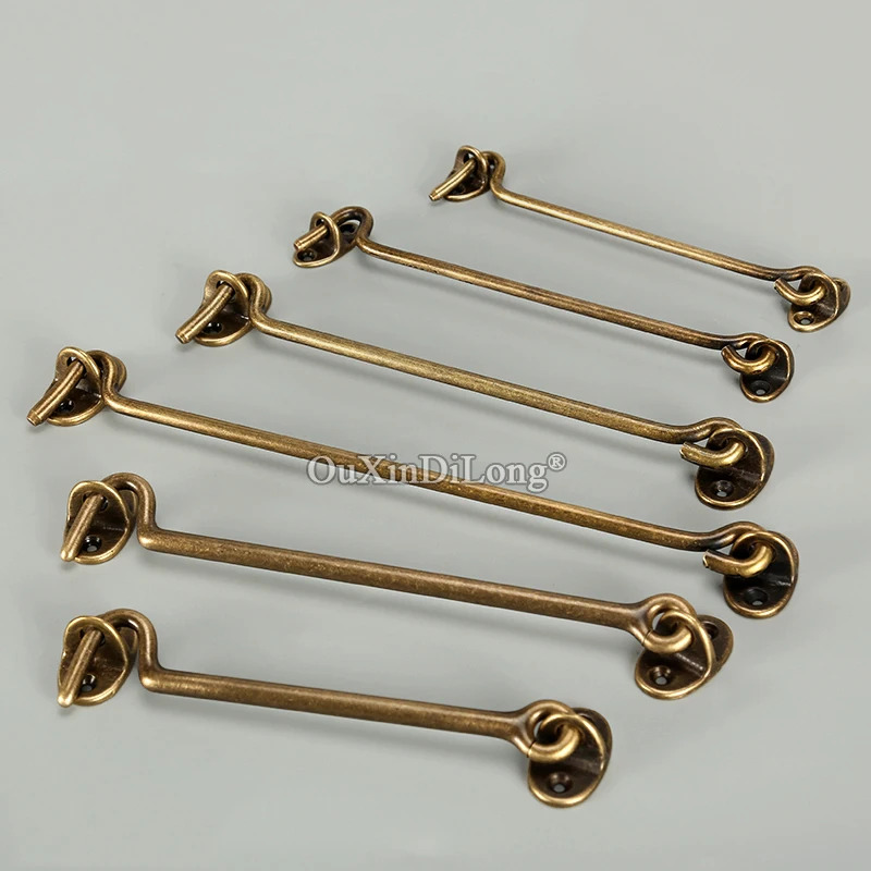 

10PCS Retro Antique Window Cabinet Door Window Stay Catch Eye Bolt Hasp Wind Brace Cabin Hook For Windows Brass/Bronze GF761