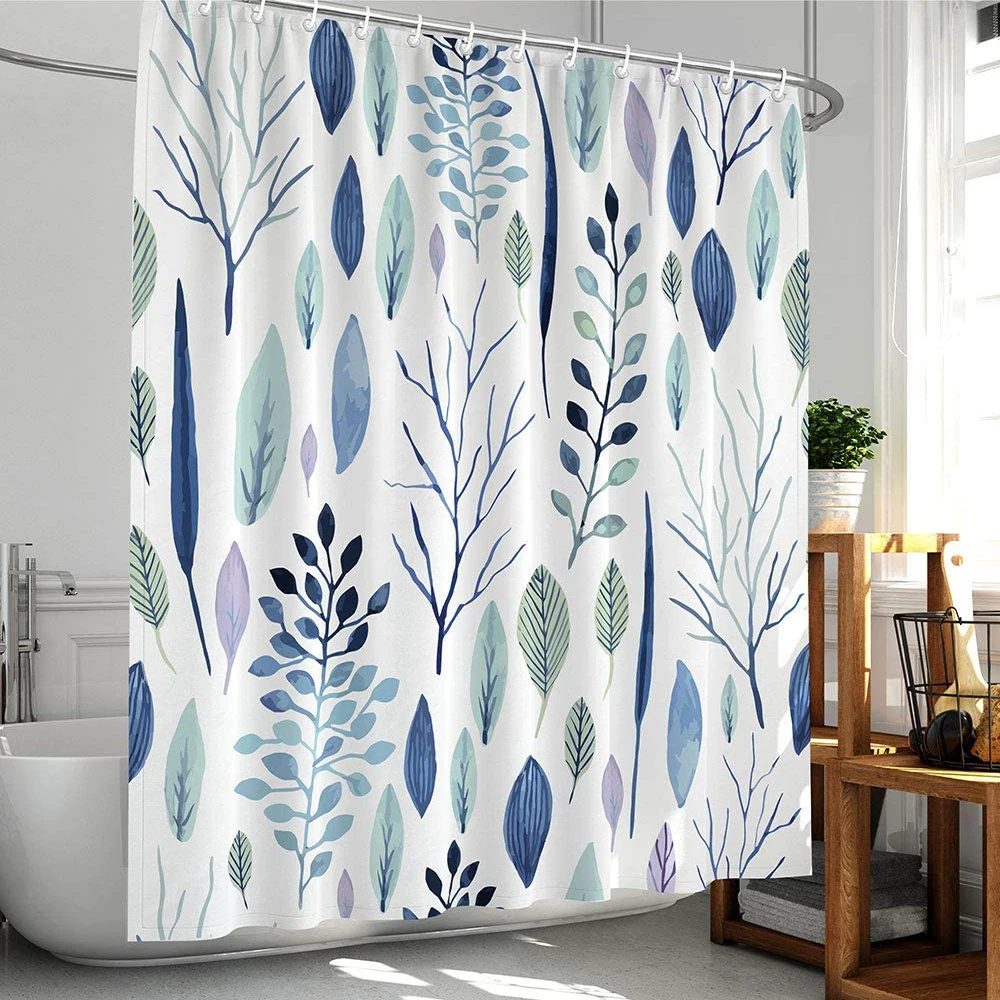 Dandelion Flower with Waterdrop Printing Shower Curtains Waterproof Cloth Curtain Set Fabric Bathroom Home Decor Bathtub Screens