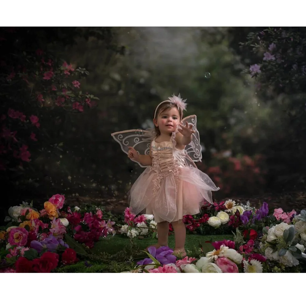 Hoa Rừng Trẻ Em Chân Dung Phông Nền Chụp Ảnh Bokeh Rừng Công Chúa Sinh Nhật Nghệ Thuật Ảnh Nền Photocall