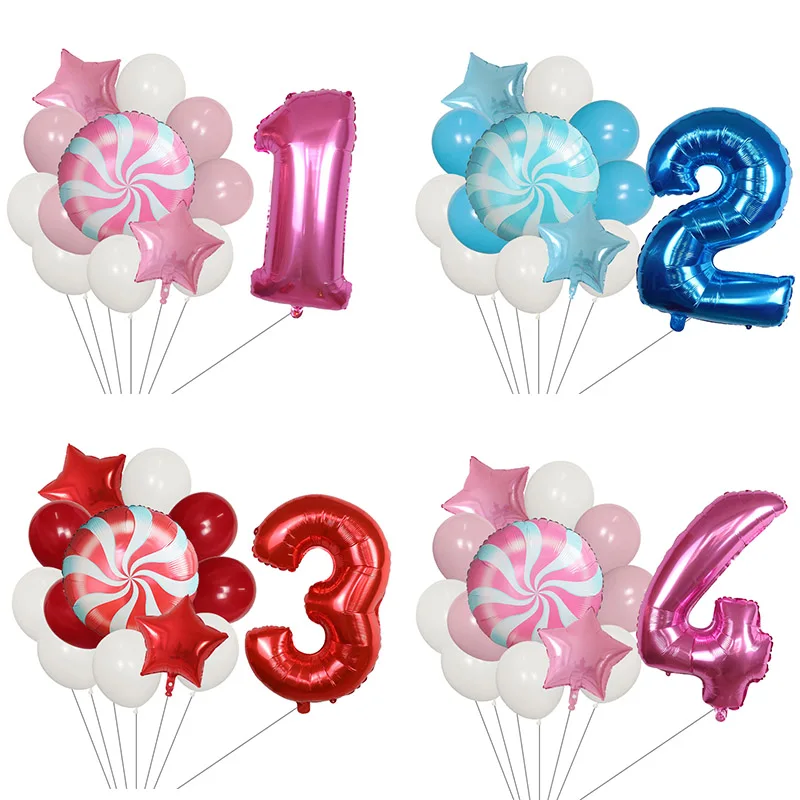 13pcs Donut Figure Balloons Candy Ice Cream Digital Balloon Baby Shower Birthday Party Supplie Kid Toys Donut Grow Up Decoration