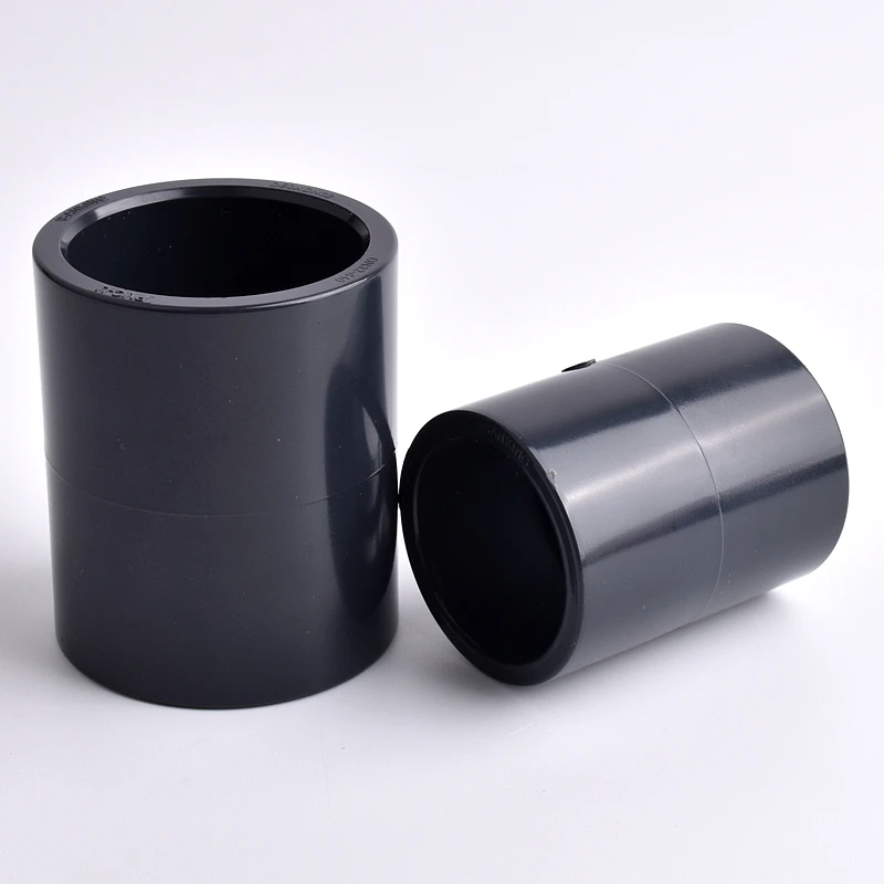 Inner Dia 20~63mm Dark Grey UPVC Pipe Straight Connector Irrigation System Hydroponics Planting Frame Plastic Socket Connectors