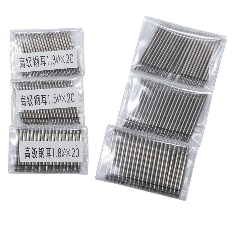 20pcs 1.3 1.5 1.8mm Diameter Straight Stainless Steel Watch Pin Pepair Tools & Kits Watch Strap Spring Bars Pins 10-27mm