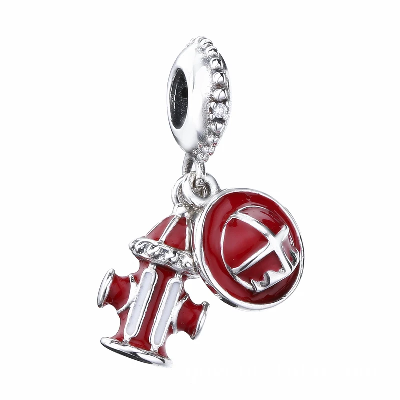 

Red Enamel Fire Hydrant Pendant Fit Original Pandora Charms Bracelet Men Fire Shield Beads DIY Jewelry for Women Fireman Dangles