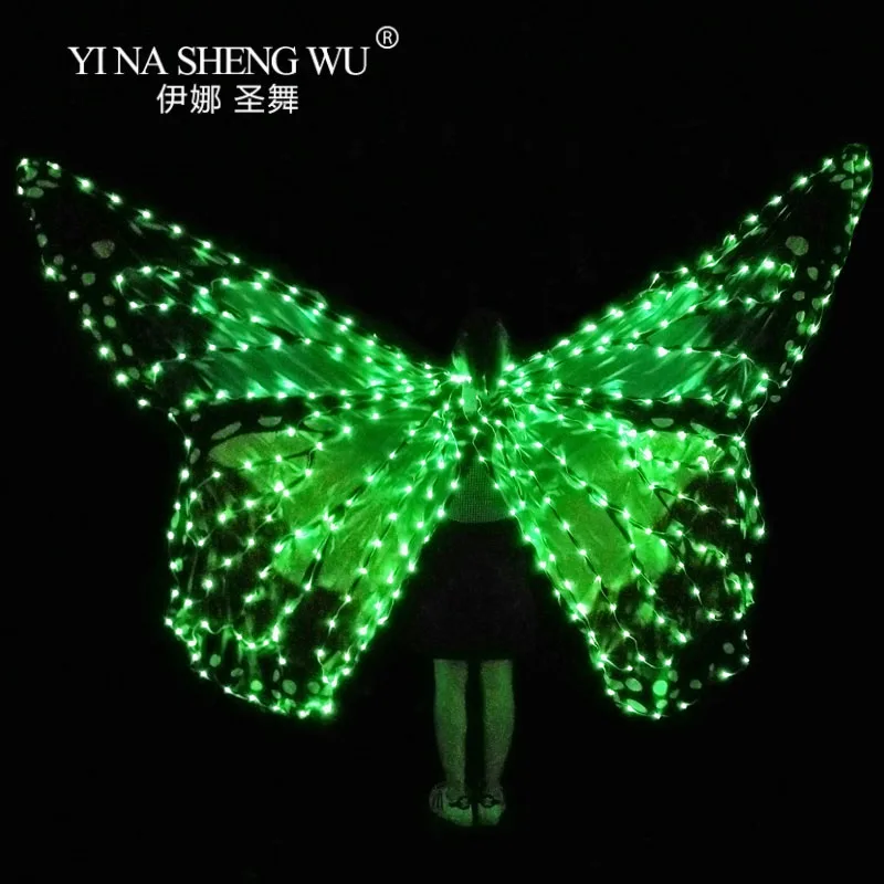 LED Wings Girls Women Belly Dance LED Wing Butterfly Halloween LED Butterfly Cloak Stage Dance Performance Accessories LED Wings