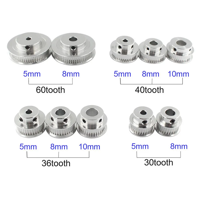 GT2 Timing Pulley 30 36 40 60 Tooth Wheel Bore 5mm 8mm Aluminum Gear Teeth Width 6mm 2GT for 3D Printer Parts GT2 Timing Pulleys