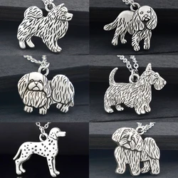 6 Style Vintage Dalmatian & Scottish Terrier & Pekingese Dog Pendant Necklaces For Women Girls Gift Cute Animal Puppy Collar