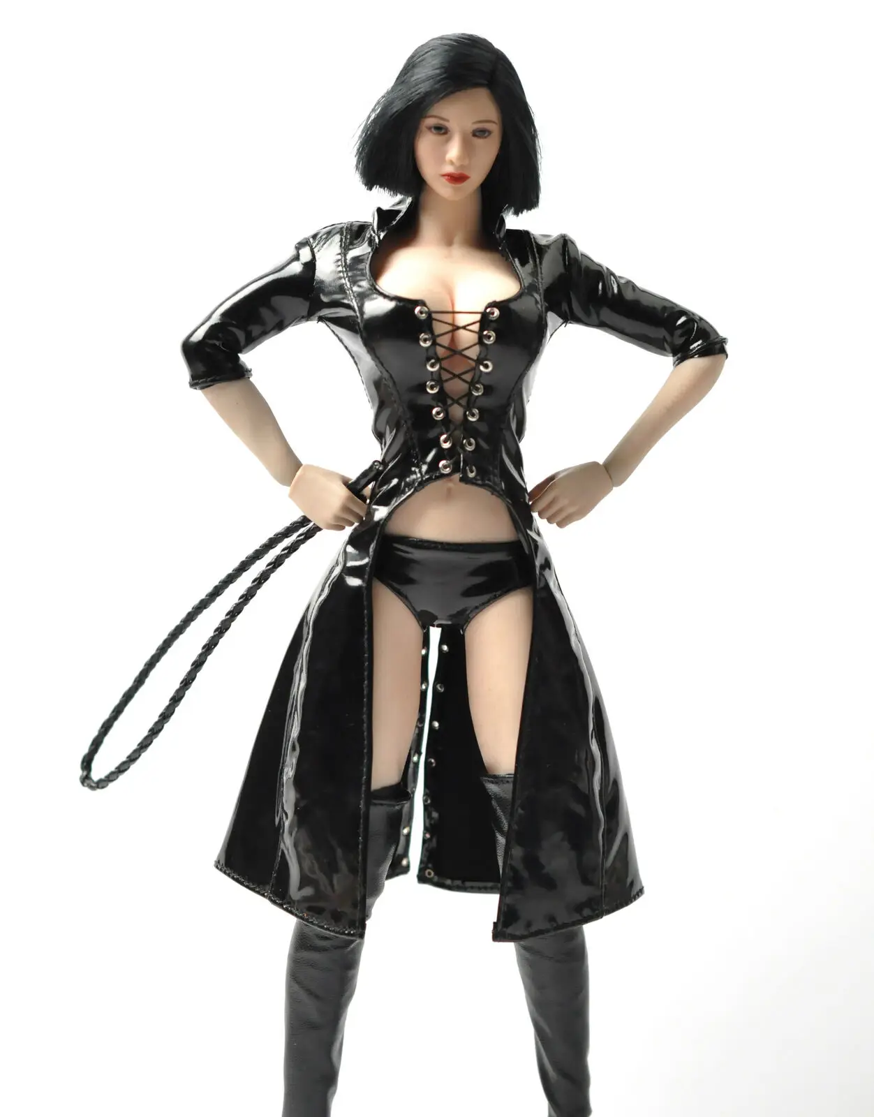 

1/6th Hooded Leather Trench Coat Model for 12" Female Doll