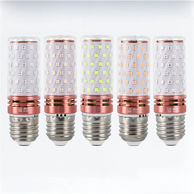 220V E27 E14 LED Corn Bulbs 12W 16W Candelabra LED Light Bulb Red Bllue Green Yellow Purple Small Screw Lamp Bulbs For Home