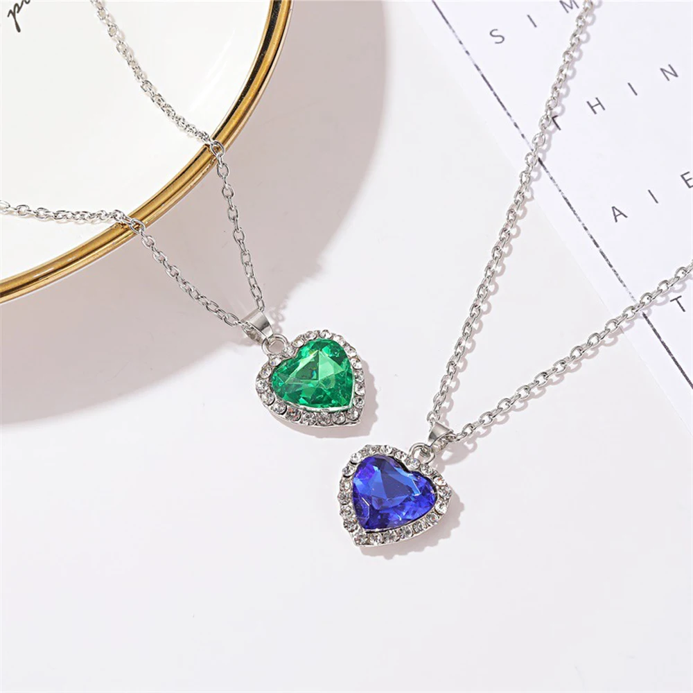 SUMENG 2024 New Titanic Heart Of Ocean Blue  Love Forever Pendant Necklace For Women Men Jewelry Gift
