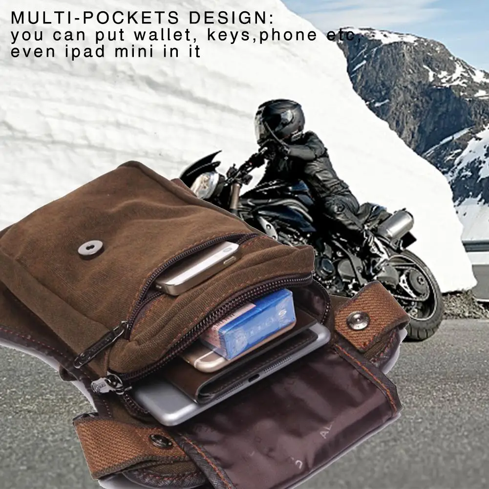 Nowa torba motocyklowa przekątna moda Retro Outdoor Sports saszetka na nogę odporna na zużycie wodoodporna płócienna torba biodrowa jazda w talii saszetka na nogę