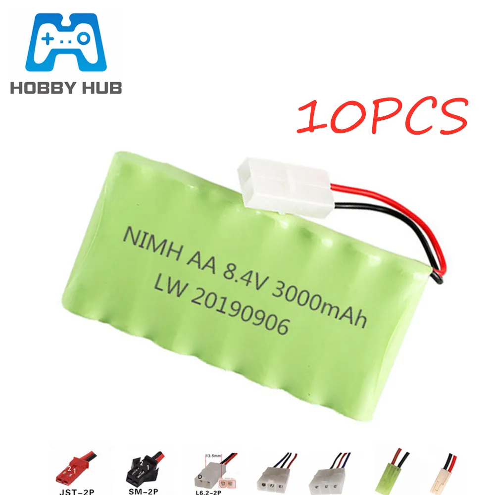 8.4v 3000mAh NiMH Battery For RC Car Boat Gun Train Ni-MH AA 2400mah 8.4v Rechargeable Battery For RC Boats 10pcs