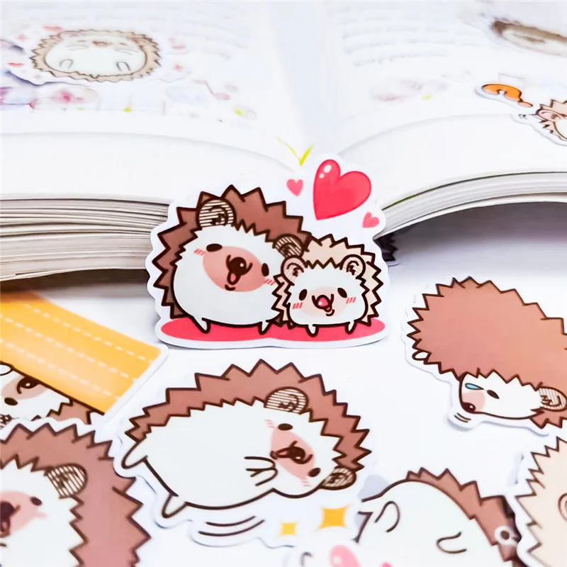 40pcs/lot Japanese Diary Kawaii Cute Hedgehog Animal Plant Daily Decor Flake Stickers Scrapbooking Stationery