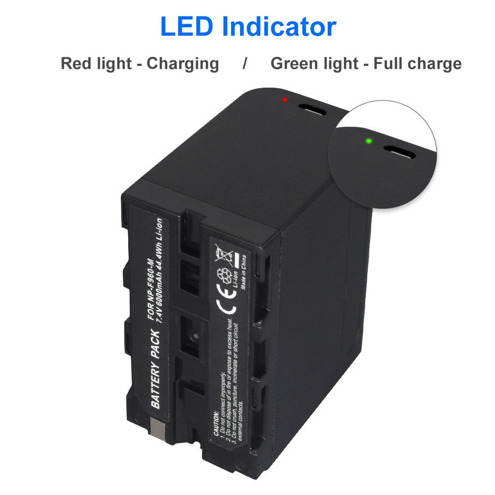 WEIHE NP F960 NP F970 NP-F960 NP-F970 F950 Battery USB Input with LED charging Indicator For Sony PLM-100 CCD-TRV35 MVC-FD91 L10