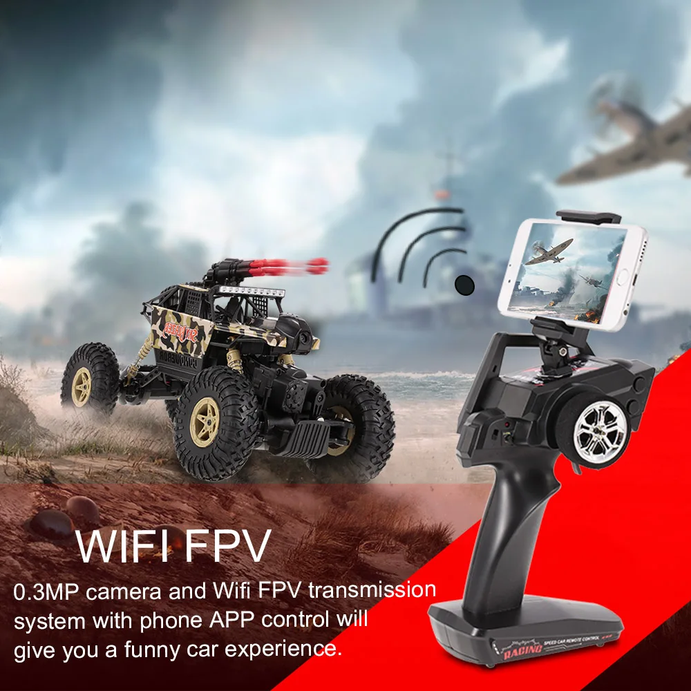 Samochód RC 4WD z kamerą 0.3MP WIFI transmisja obrazu pocisk samochodowy Buggy zdalnie sterowanym samochodowym zabawki dla dzieci prezenty