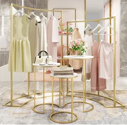 Fashion store display rack: Island round rotating hanger, women's clothing store shelf, window, table rack