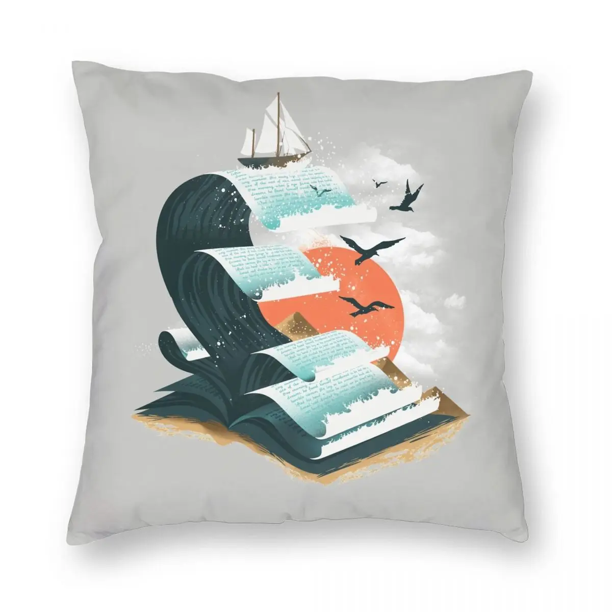 Waves Of Knowledge Square Pillowcase Polyester Linen Velvet Creative Zip Decor Room Cushion Cover 18