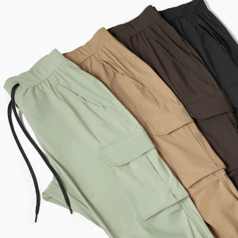Training Exercise Pants Trousers Mens Sport Running Pants Gym Casual Joggers Pencil Cargo Pants Slim Ice Silk Sweat Trackpants