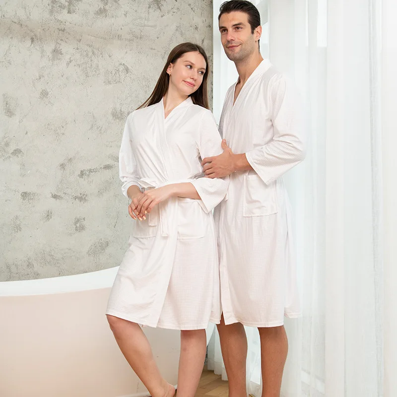 Plus Size 3XL Summer Women Bathrobe Sleepwear Autumn Couple Casual Robes Men Waffle Kimono Bride Groom Wedding Night Bathrobe