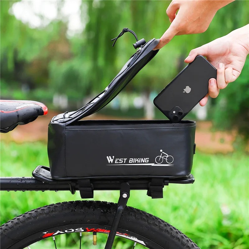 WEST BIKING 4L Waterproof Bike Trunk Bag Reflective MTB Electric Bicycle Bag Travel Luggage Carrier Cycling Seat Saddle Panniers