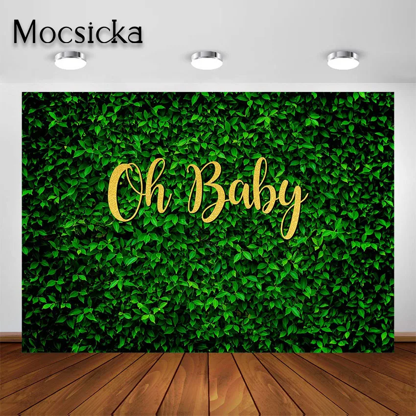 Moclicka latar belakang pesta Safari rumput hijau netral daun tropis hijau ulang tahun pesta Baby Shower latar belakang foto