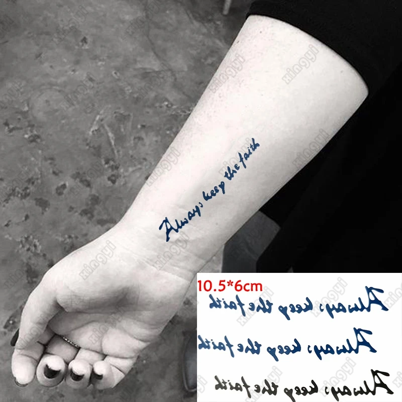 Waterproof Temporary Tattoo Sticker English Letter Keep Faith Flash Tatoo Children Women Crown Body Art Fake Tatto Men Kids