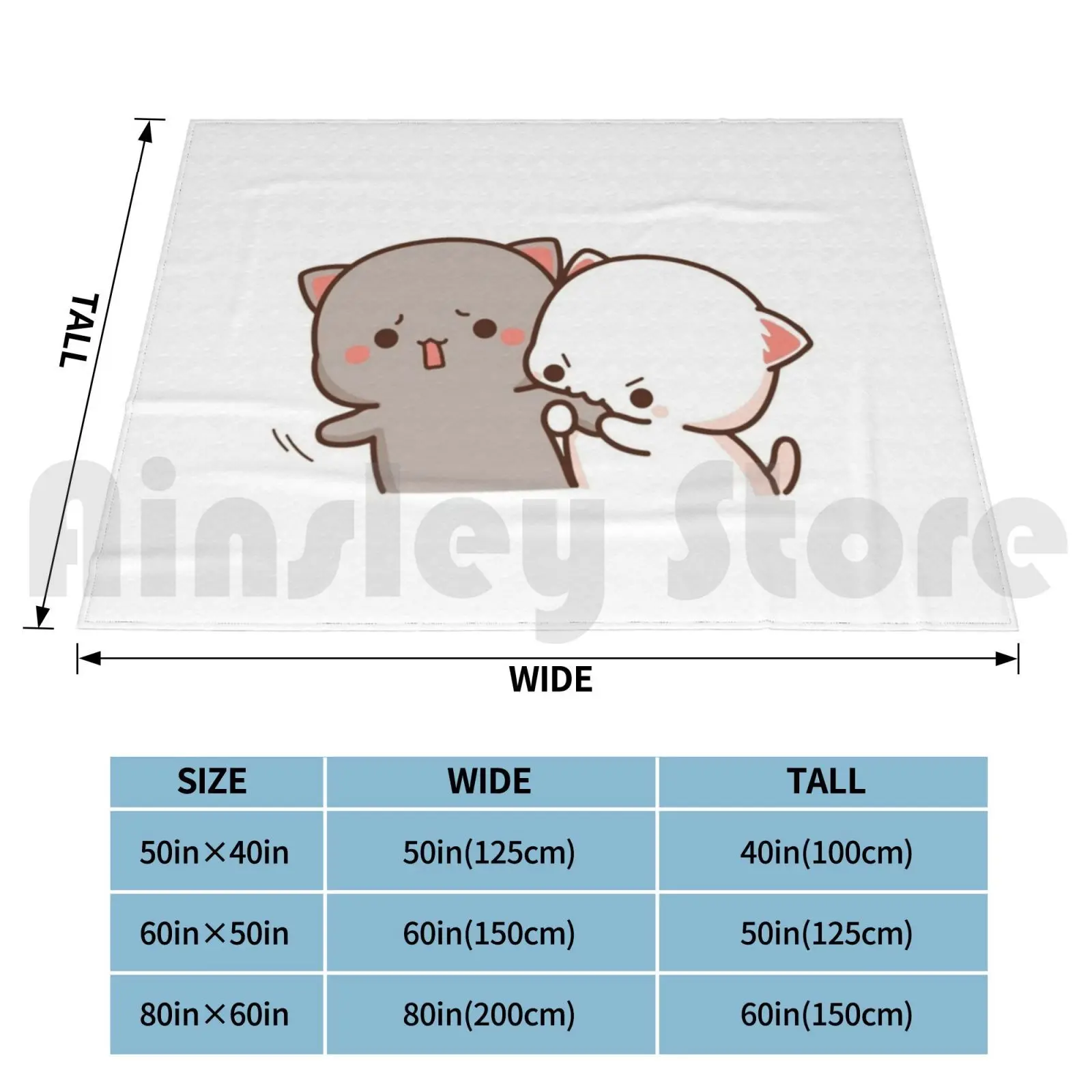 Peach And Goma Mochi Cat Bite Blanket Super Soft Warm Light Thin Peach Cat Goma Mochi Cat Kitty Cute Romantic Kawaii