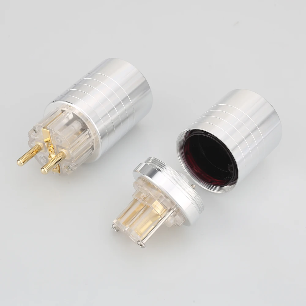 

Audiocrast High Quality 24k Gold Plated Aluminium Schuko Power Plug Male Female HIFI Power Connector DIY