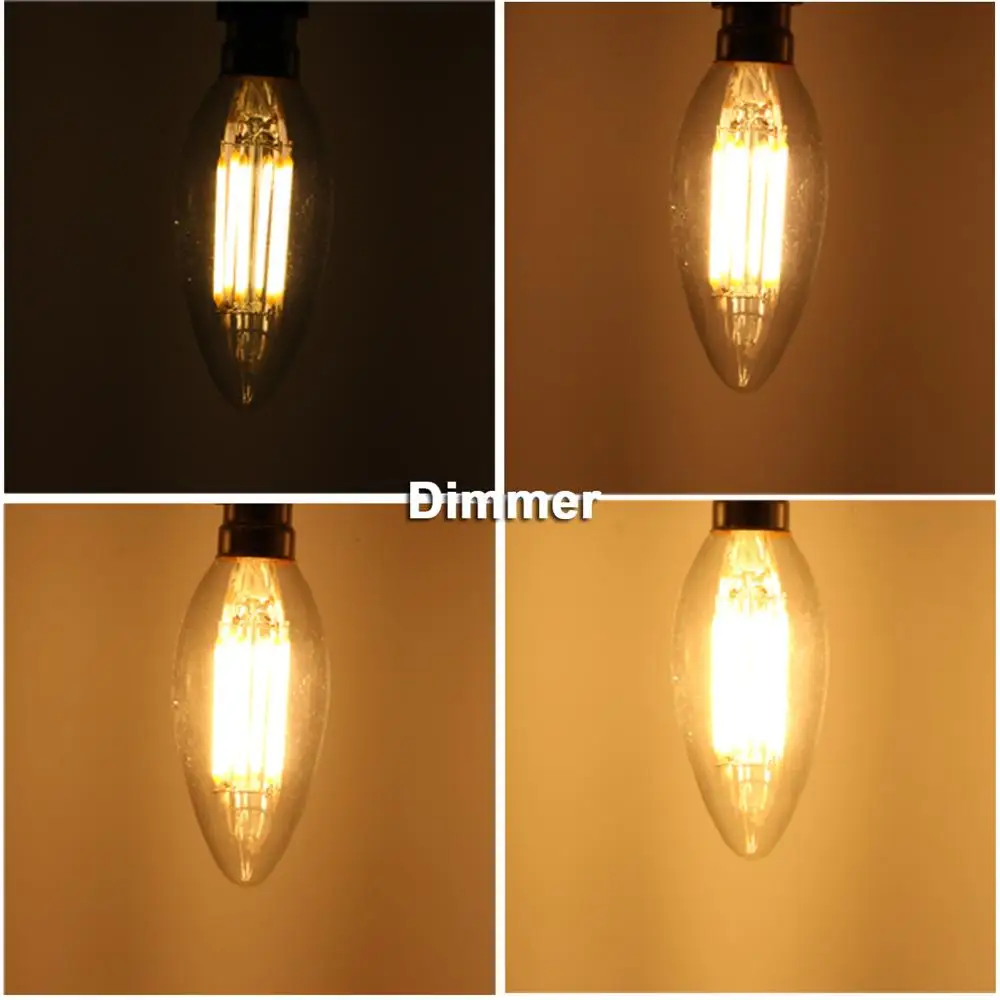 Imagem -06 - Led Filamento Luz C35 B15 B15d 220v Dimmer 6w Cob Lâmpada de Poupança Energia para Casa Iluminação Lustre Escurecimento Vela Lâmpada